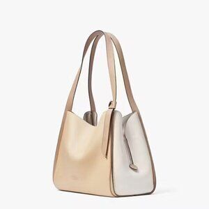 NWT Kate Spade Knott Large Shoulder Bag Colorblock Warm Stone Quiet Luxury